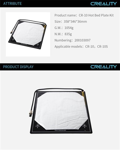 Creality CR-10/CR-10S Hotbed Plate Kit  CREALITY 3D Yazıcı Yedek Parça