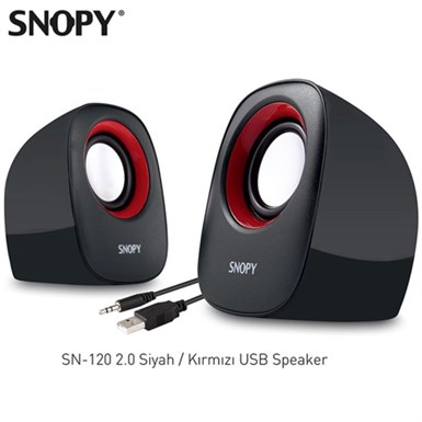 Snopy SN-120 2.0 Siyah/Kırmızı USB Speaker SNOPY Hoparlör